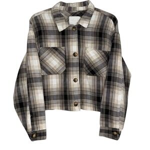 Ashley‎ by 26 International Plaid Cropped Jacket Shirt Women's Size L